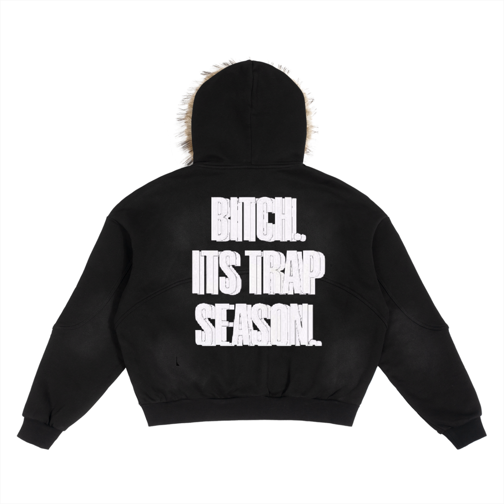 Trap Szn Sun Fade Boxy Detachable Fur Hoodie