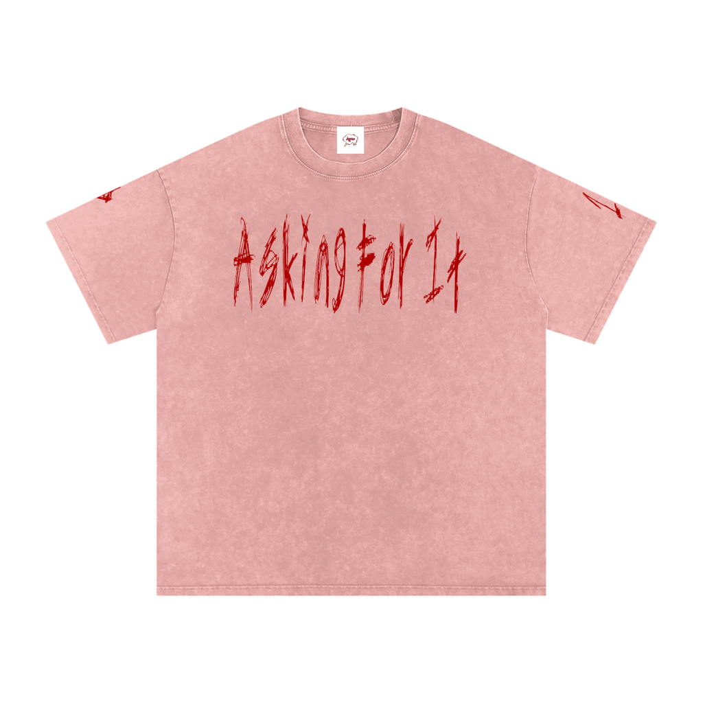 Asking4It Snow Washed Oversized Cotton T-Shirt