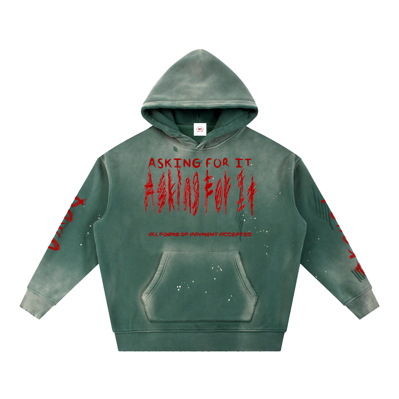 Asking4It Vintage Washed Frayed Hoodie
