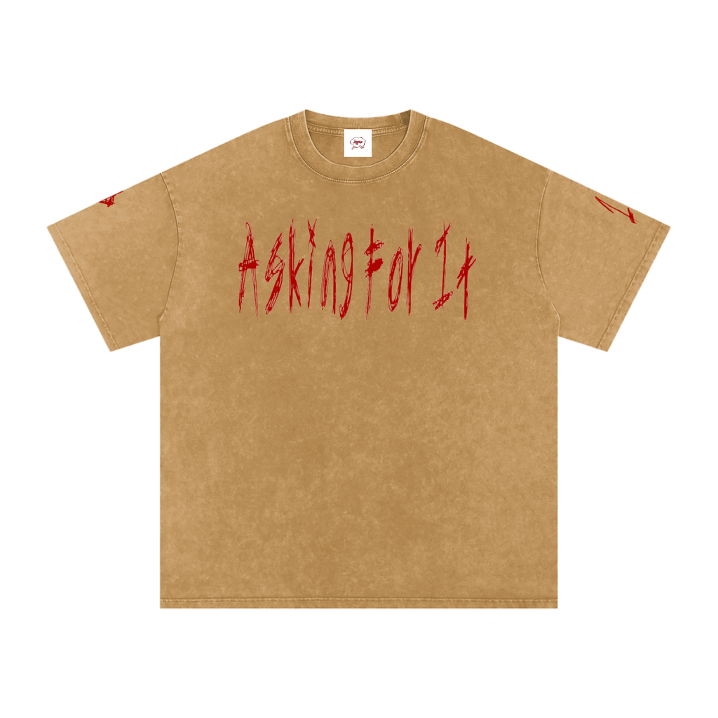 Asking4It Snow Washed Oversized Cotton T-Shirt