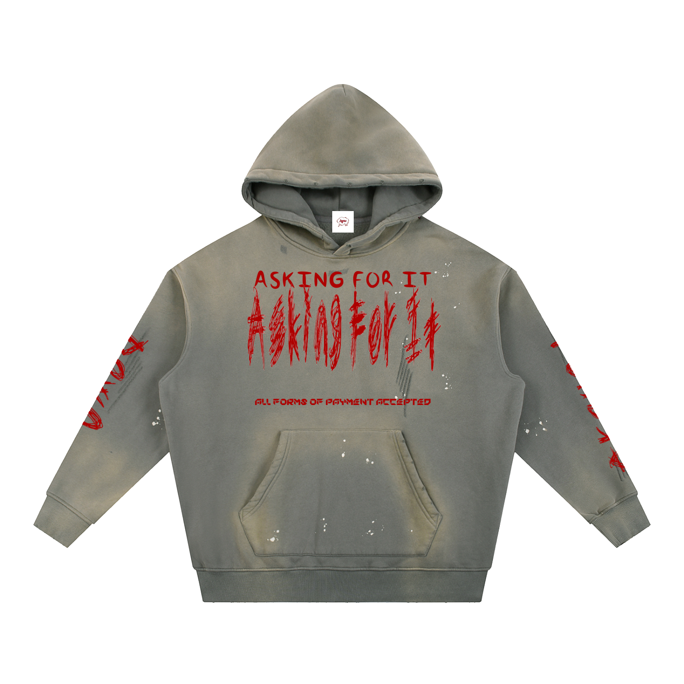 Asking4It Vintage Washed Frayed Hoodie