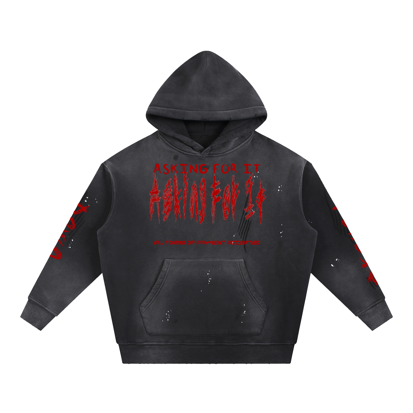 Asking4It Vintage Washed Frayed Hoodie