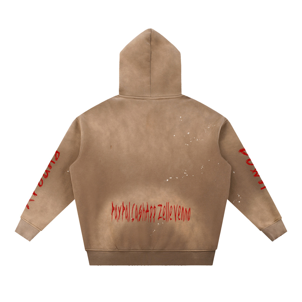 Asking4It Vintage Washed Frayed Hoodie