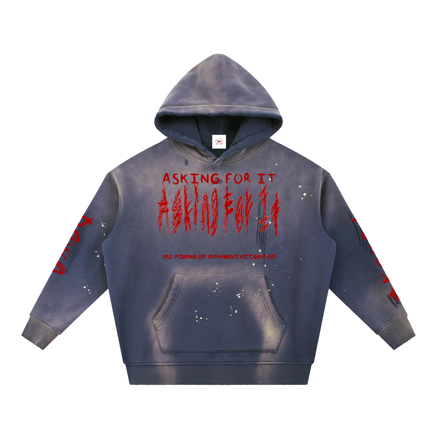Asking4It Vintage Washed Frayed Hoodie
