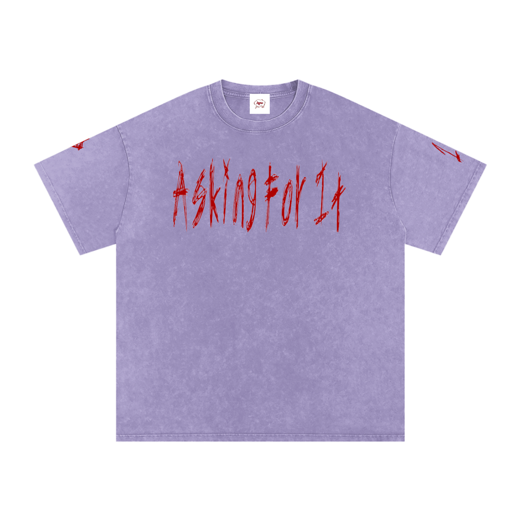 Asking4It Snow Washed Oversized Cotton T-Shirt